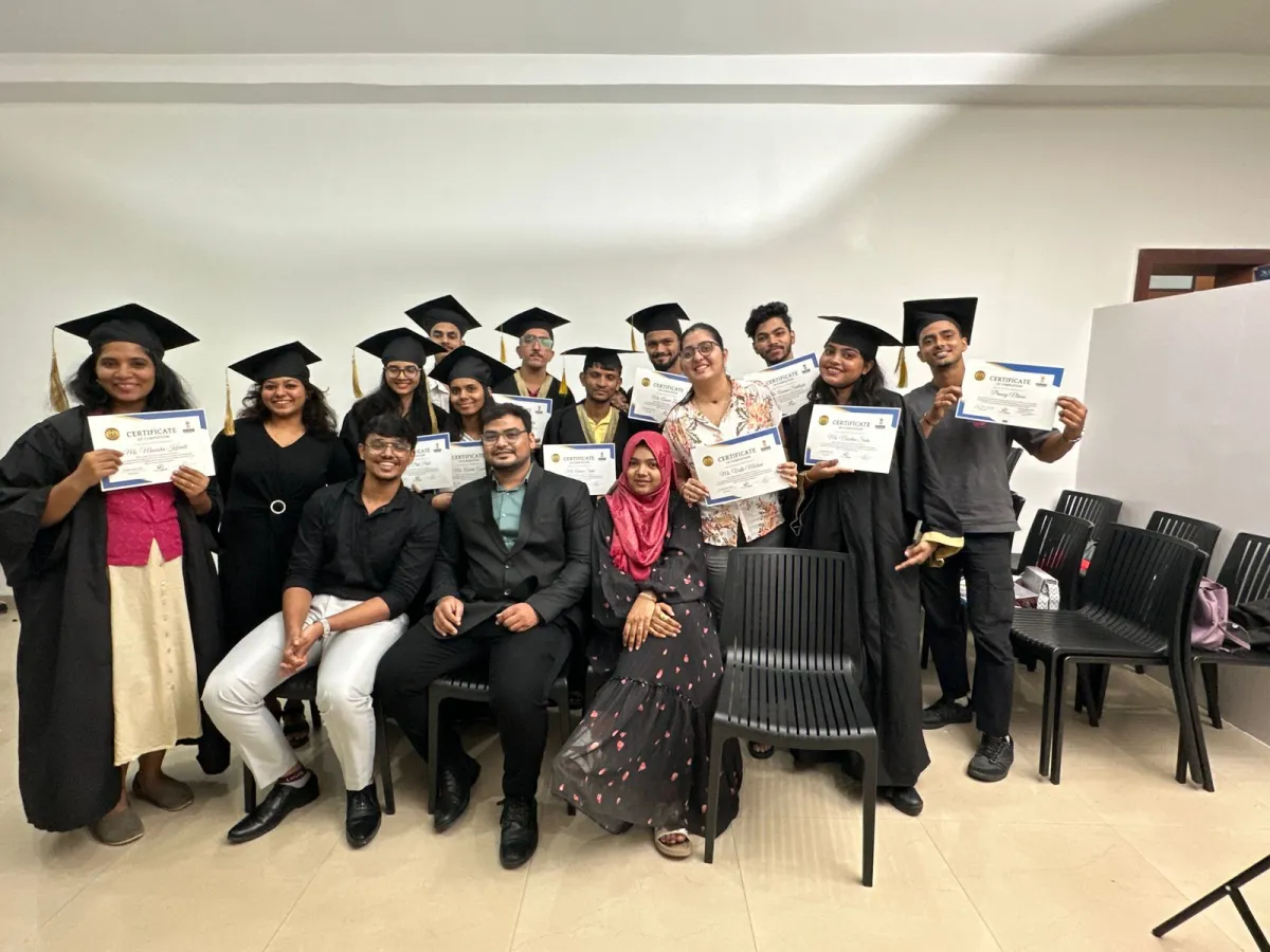 Define Digital Institute students holding their course completion certificates